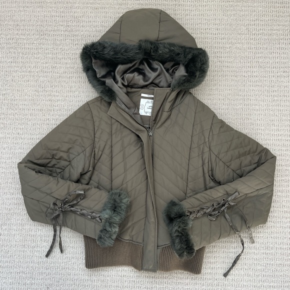 Urban Behavior Jackets & Blazers - Vintage Urban Behaviour Fur Trim jacket with lace up detail